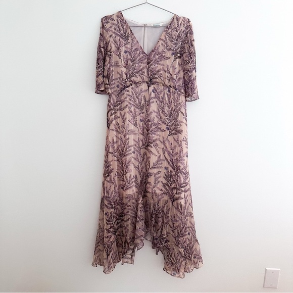 Sundance Lilac Springs Beige Floral Asymmetrical Midi Dress M or L - Picture 11 of 11